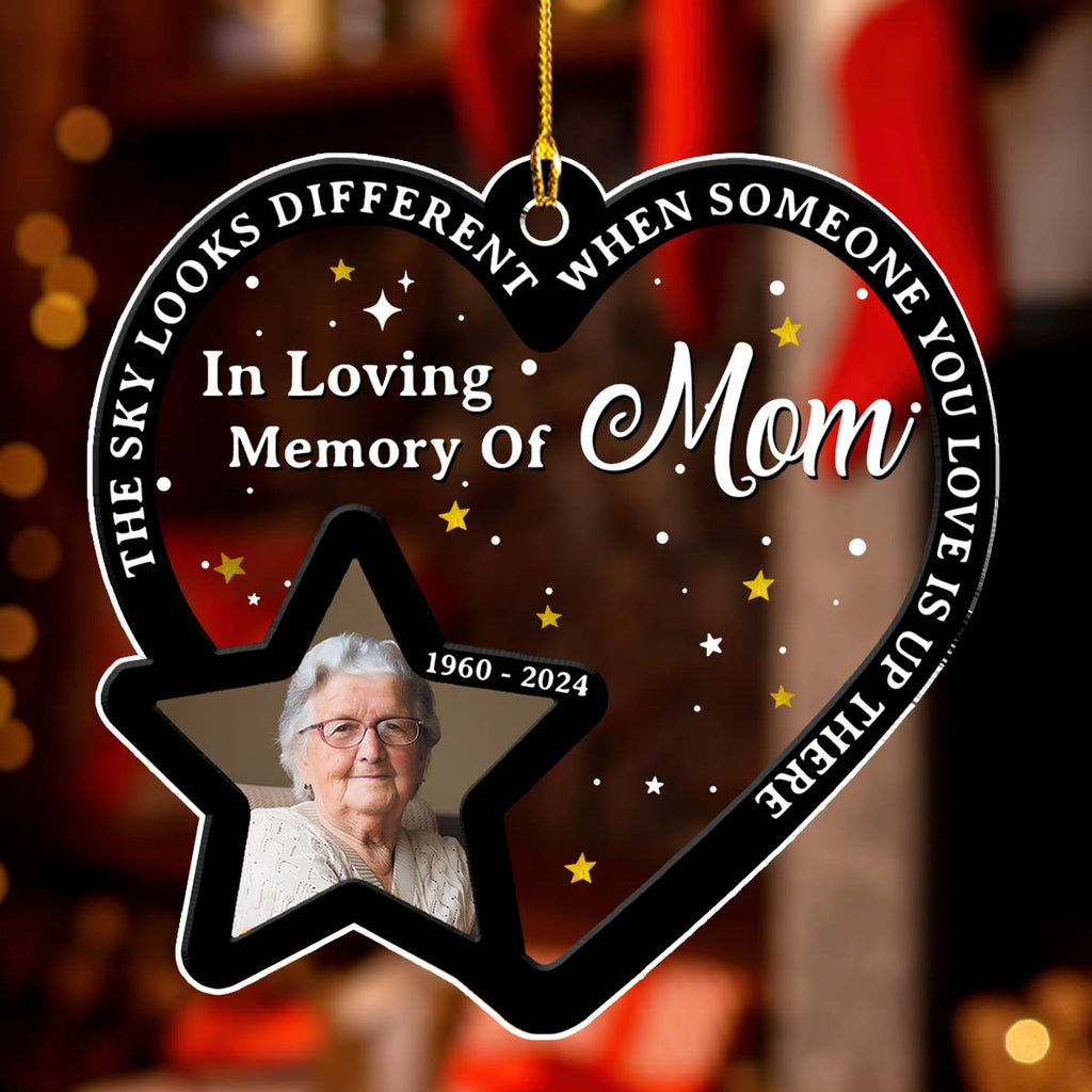 Custom Photo Memorial Christmas Ornament, Sympathy Keepsake • Someone You Love Is Up There - Personalized Acrylic Ornament