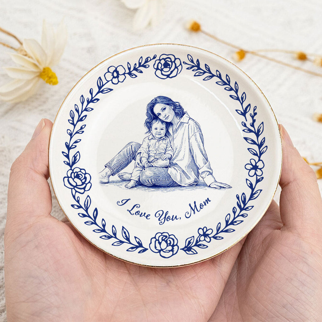 Custom Photo Bestie Trinket Dish, Birthday Christmas Gift For Best Friend • I Love You - Personalized Jewelry Dish