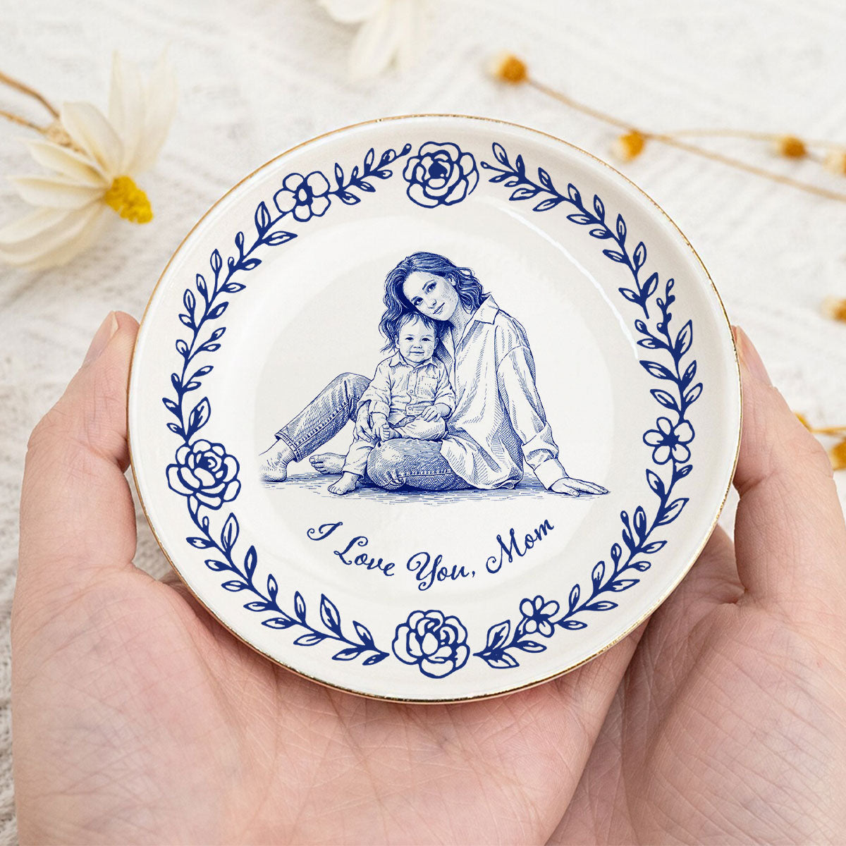 Custom Photo Bestie Trinket Dish, Birthday Christmas Gift For Best Friend • I Love You - Personalized Jewelry Dish