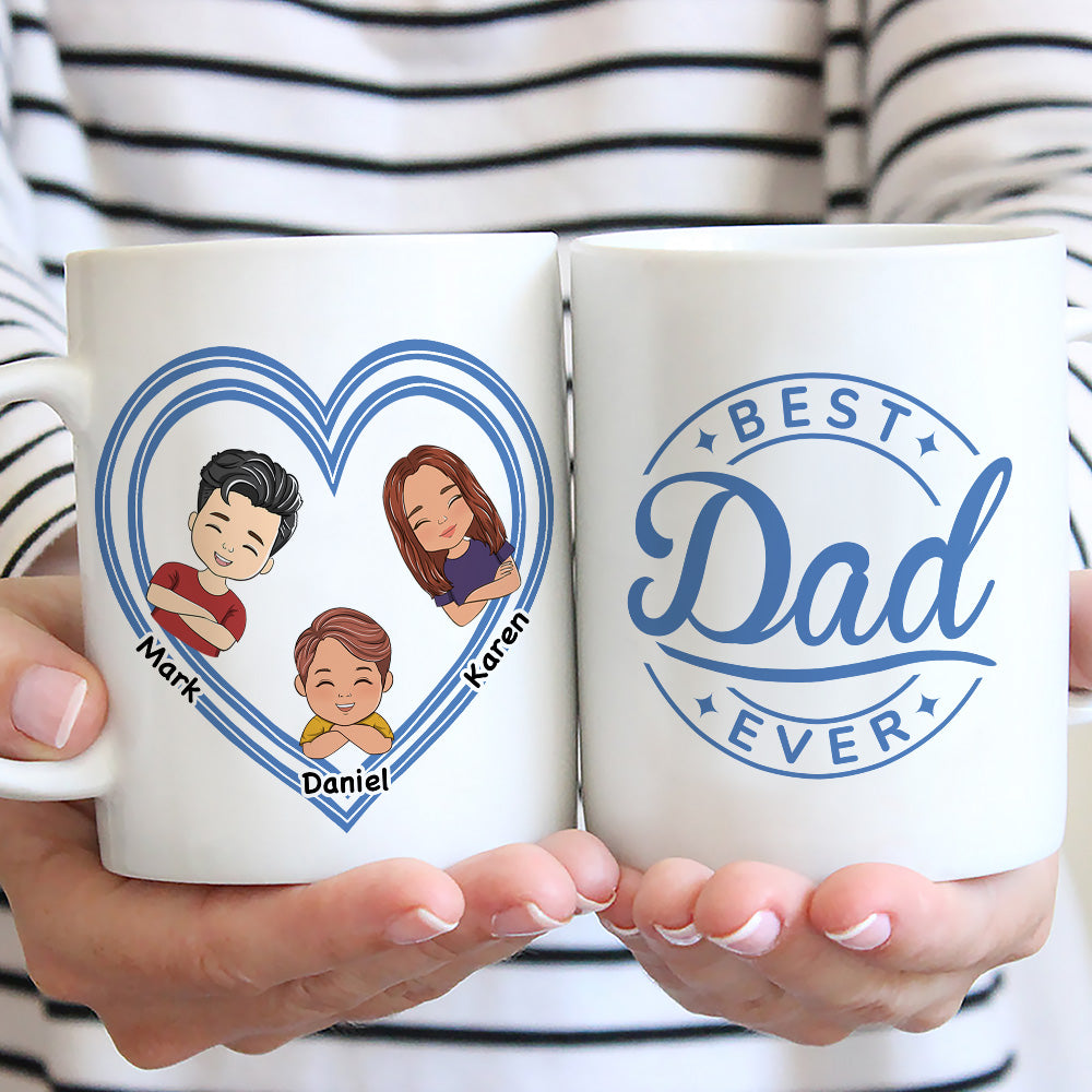 Custom Christmas & Birthday Keepsake Gift • Best Dad Ever and Ever - Personalized Coffee Mug