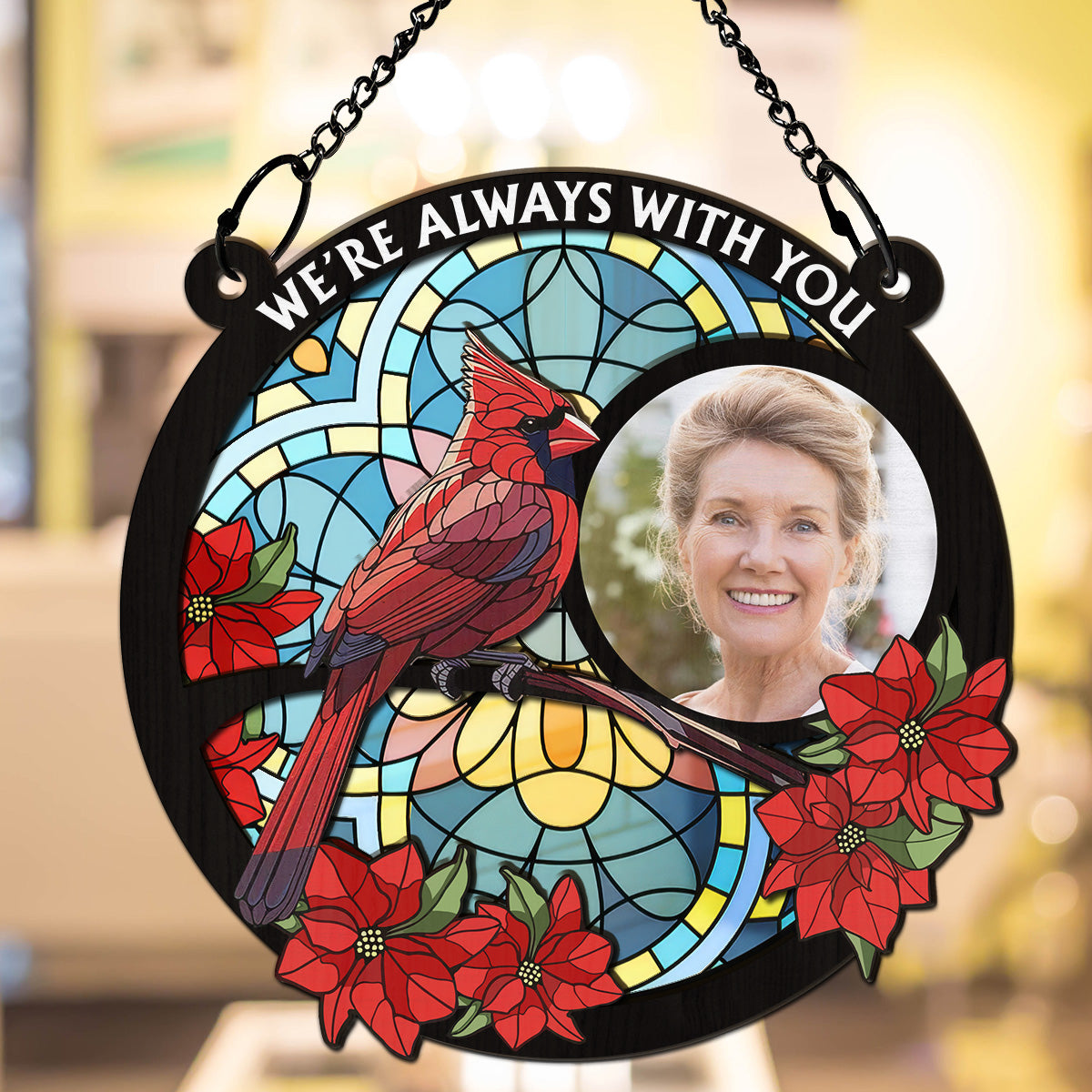 Custom Photo Memorial Hanging Decor, Remembrance Keepsake • Photo I am Always With You Memorial - Personalized Suncatcher