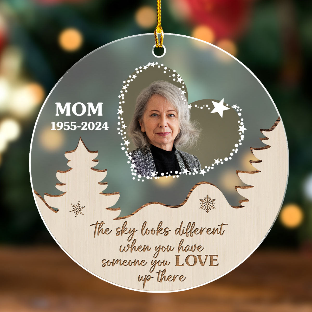 Custom Photo Memorial Christmas Ornament, Sympathy Keepsake • Someone You Love - Personalized Frosted Acrylic Ornament