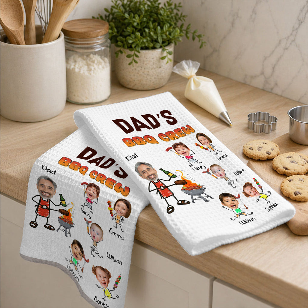 Custom Grilling BBQ Kitchen Towel, Father's Day Birthday Gift For Dad Father • Dad Bbq Crew - Personalized Kitchen Towel