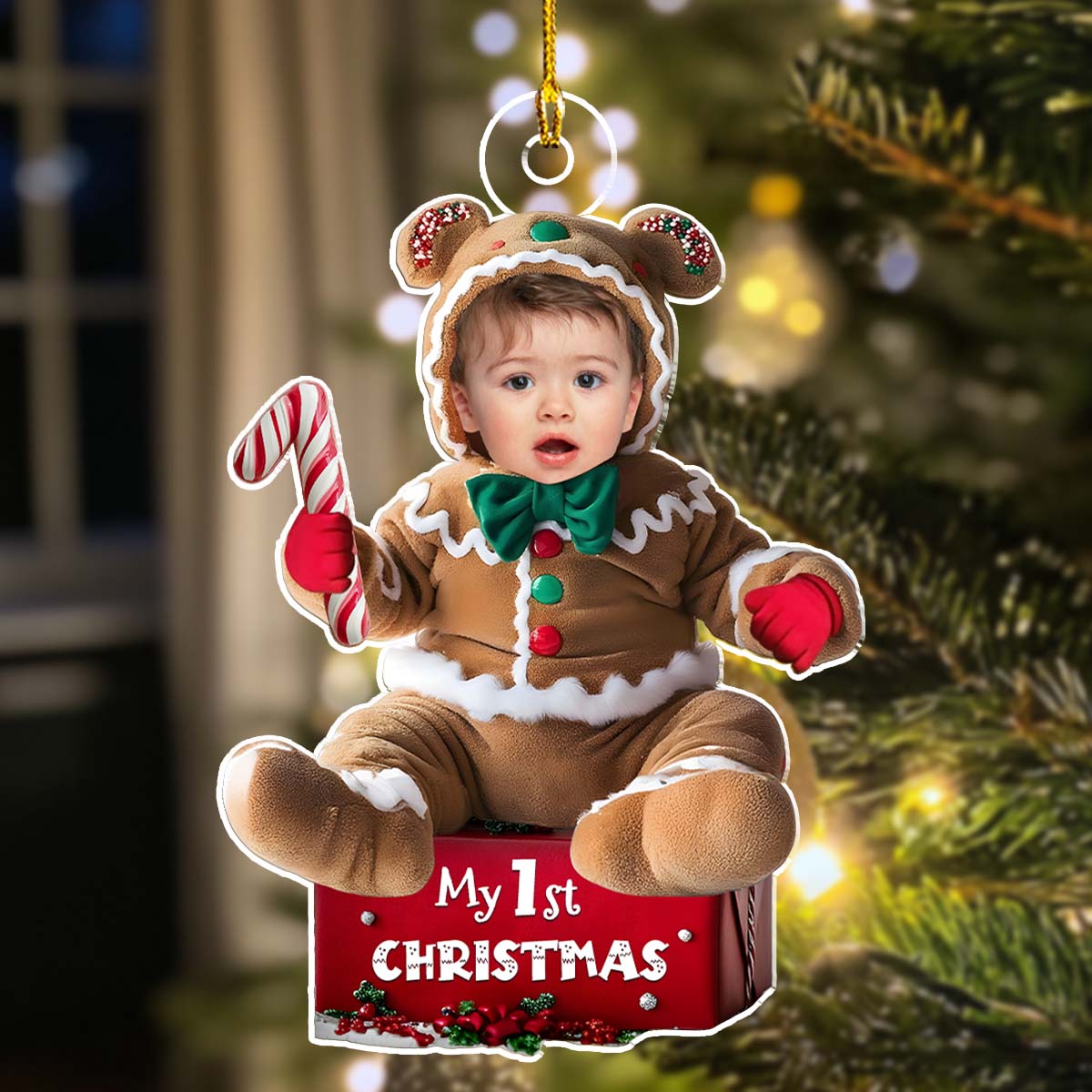 Custom Photo Baby Christmas Ornament for New Parents • Ginger Baby Christmas - Personalized Acrylic Ornament