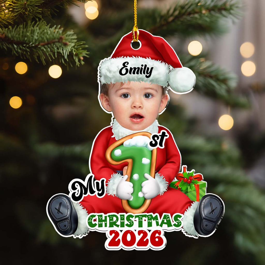 Custom Photo Family Ornament, Christmas Gift for Family Members • Santa Baby Christmas 2025 - Personalized Acrylic Ornament