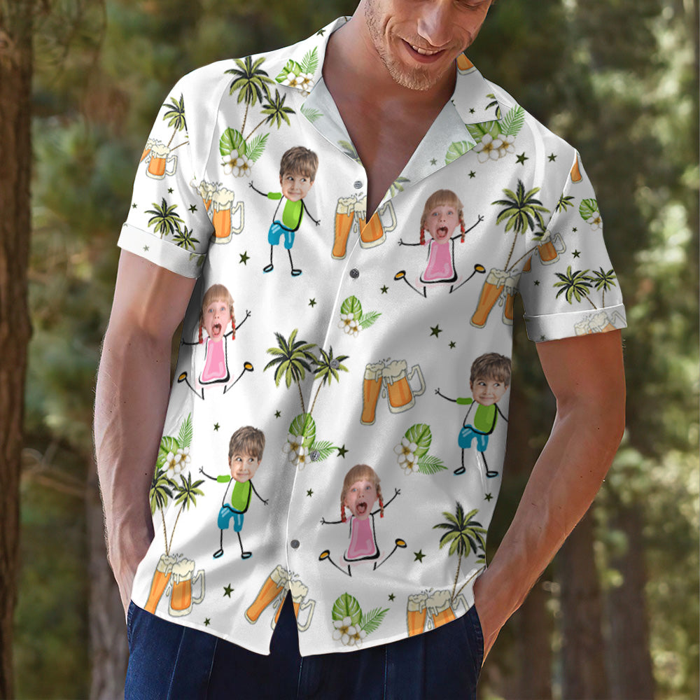 Funny Faces For A Fun Dad - Personalized Hawaiian Shirt