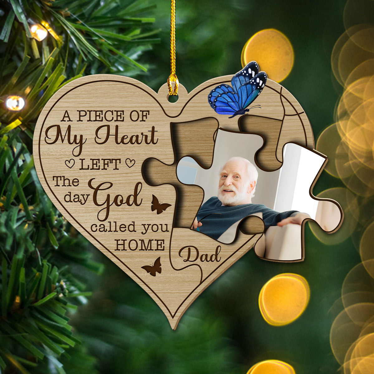 Custom Photo Memorial Christmas Ornament, Sympathy Keepsake • The Day God Called You Home - Personalized Wood Ornament