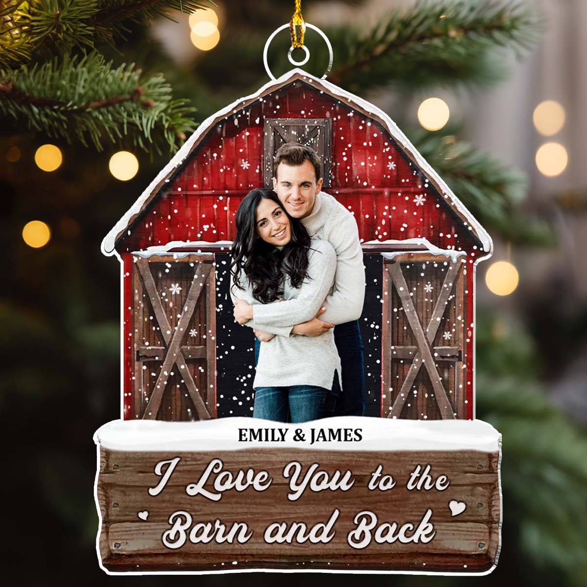 Custom Photo Couple Christmas Ornament, Anniversary Gift • Loving Season - Personalized Acrylic Ornament