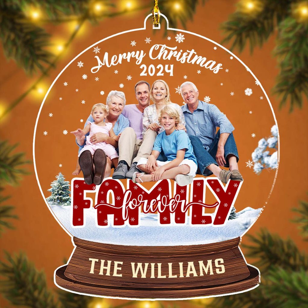 Custom Photo Family Ornament, Christmas Gift for Family Members • Family Forever - Personalized Acrylic Ornament