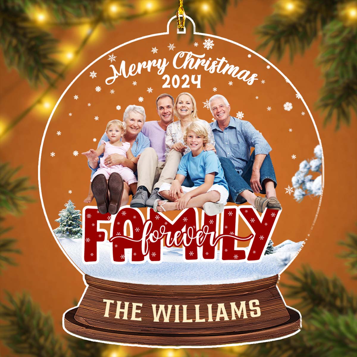 Custom Photo Family Ornament, Christmas Gift for Family Members • Family Forever - Personalized Acrylic Ornament