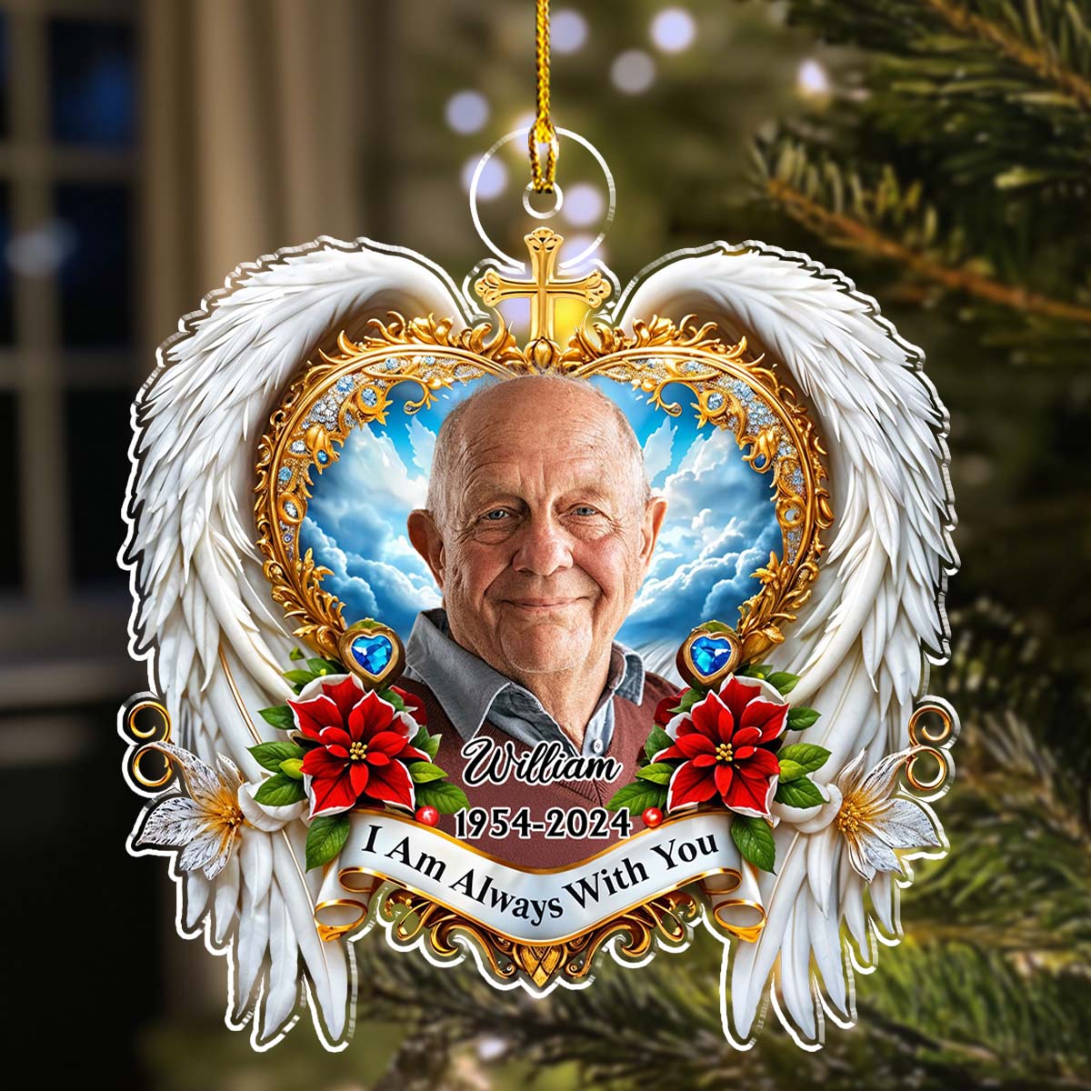 Custom Photo Memorial Christmas Ornament, Sympathy Keepsake • Miss You Forever - Personalized Acrylic Ornament