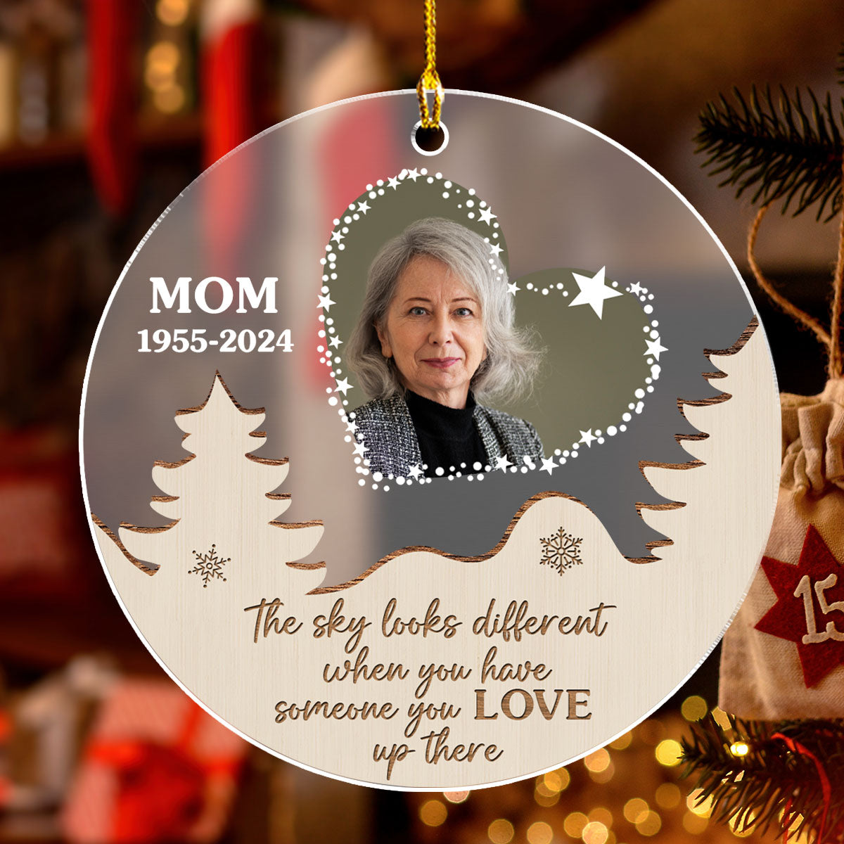 Custom Photo Memorial Christmas Ornament, Sympathy Keepsake • Someone You Love - Personalized Frosted Acrylic Ornament