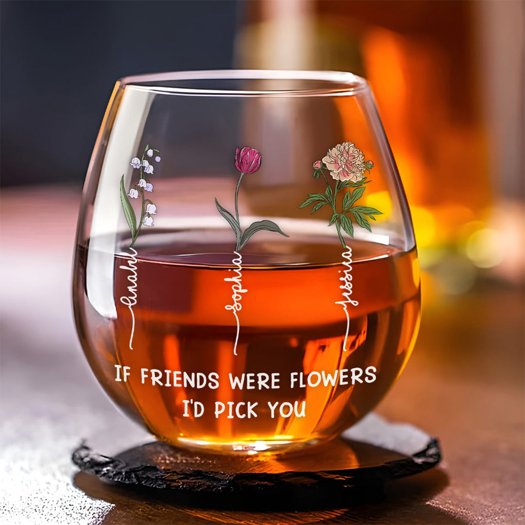 Best Friends Bloom Together - Personalized Wine Glass