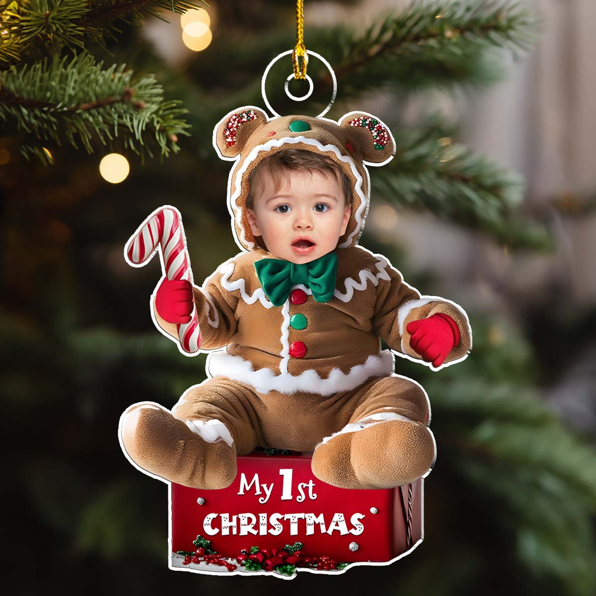 Custom Photo Baby Christmas Ornament for New Parents • Ginger Baby Christmas - Personalized Acrylic Ornament