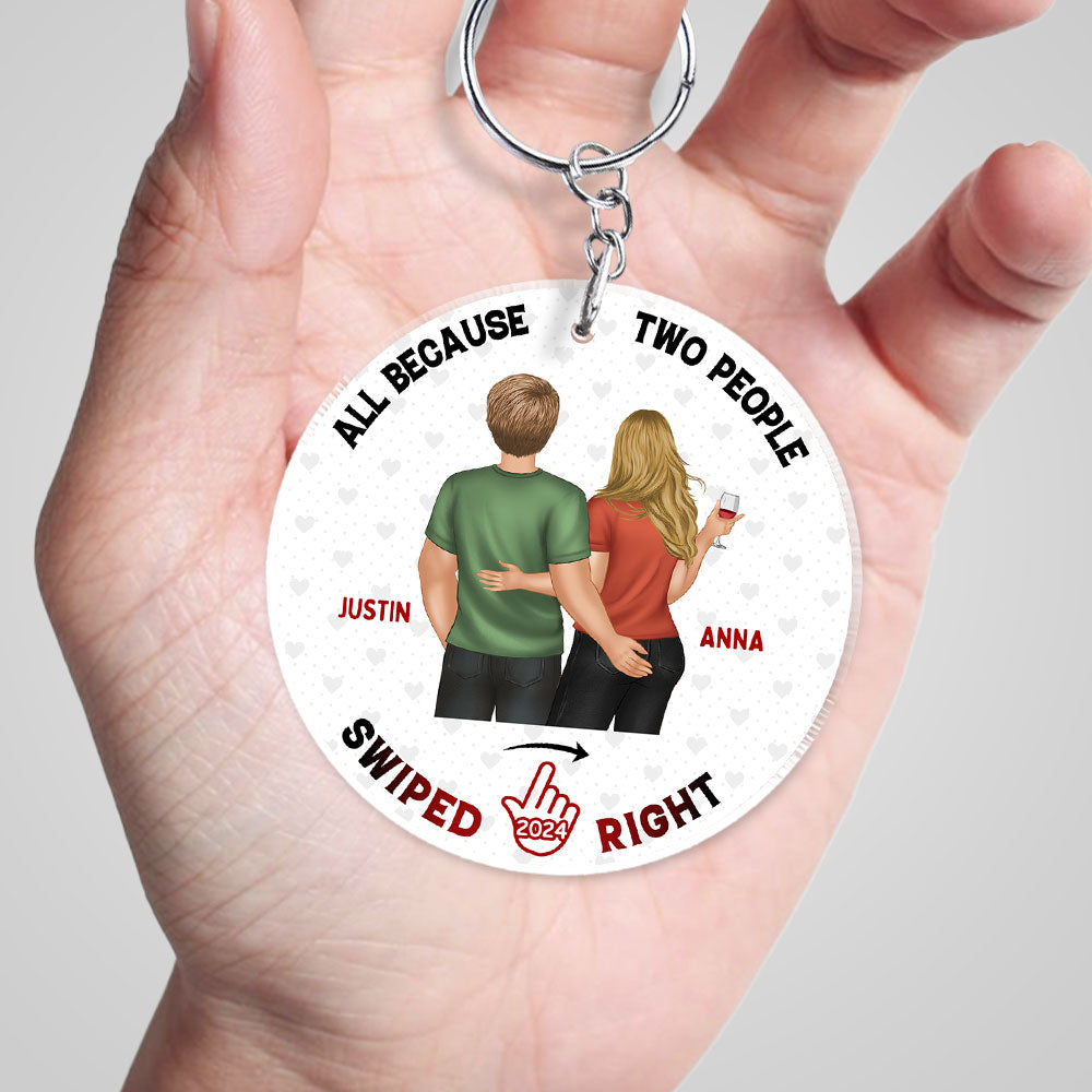Two People Swiped Right - Personalized Acrylic Keychain