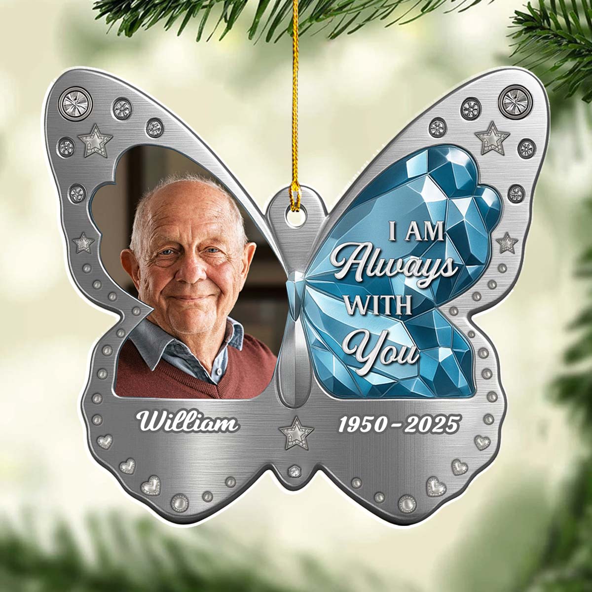 Custom Photo Memorial Christmas Ornament, Sympathy Keepsake • Beautifully Lived - Personalized Acrylic Ornament