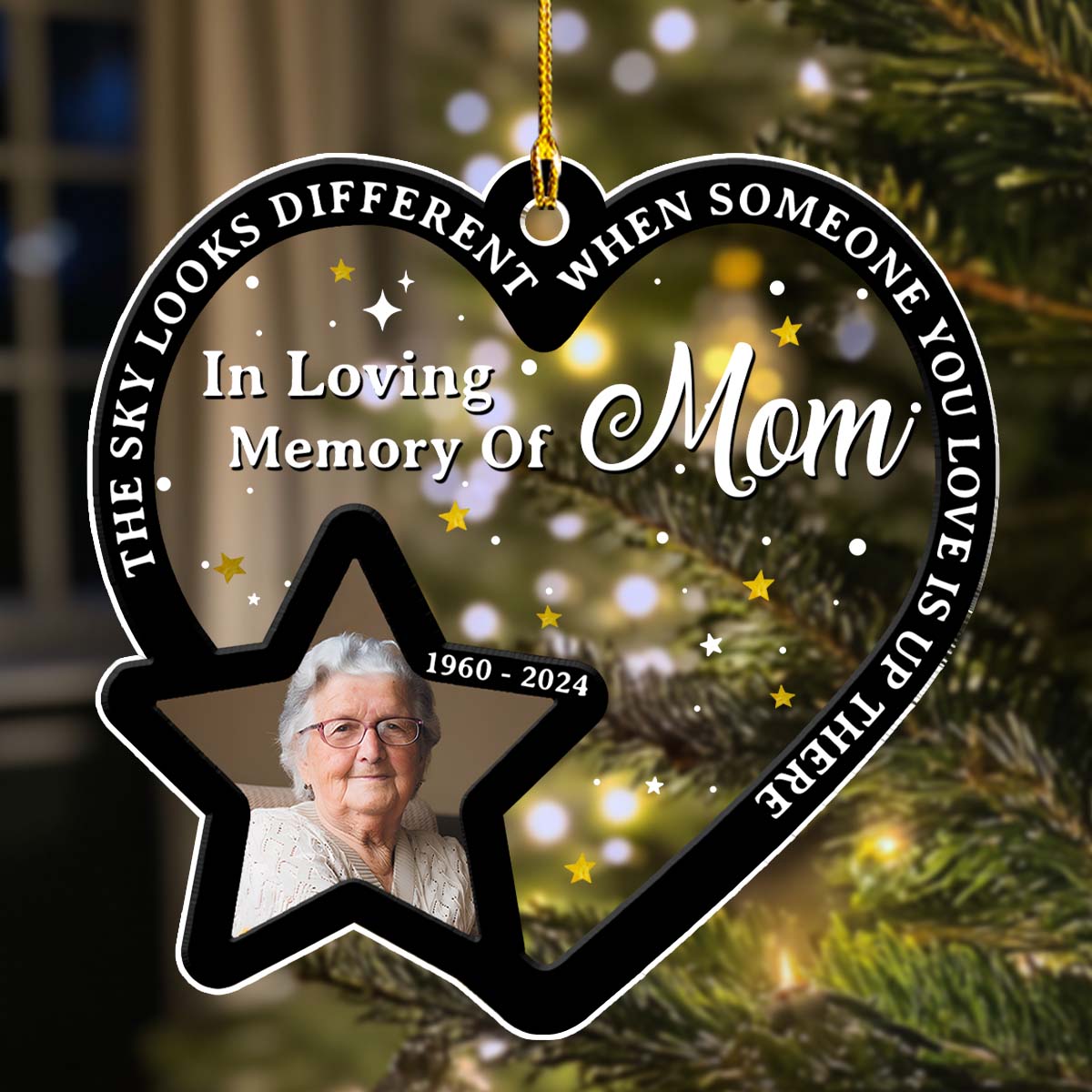 Custom Photo Memorial Christmas Ornament, Sympathy Keepsake • Someone You Love Is Up There - Personalized Acrylic Ornament