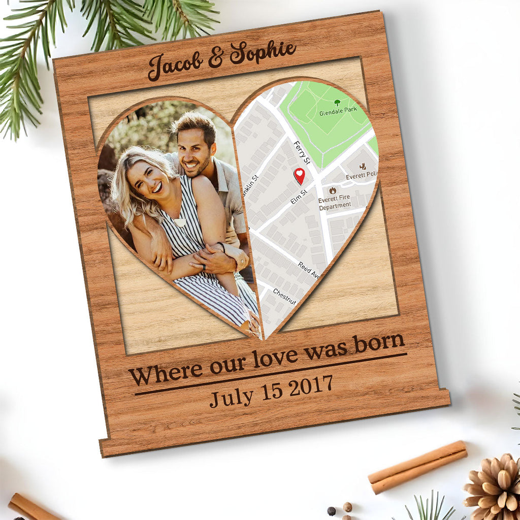 Custom Couple's Decor, Anniversary & Wedding Gift • Our Love - Personalized 2-Layer Wood Plaque With Flat Base