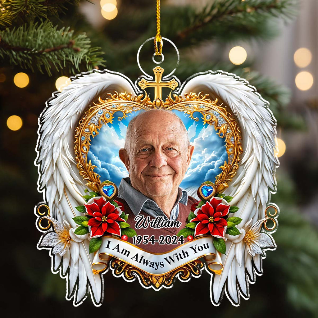 Custom Photo Memorial Christmas Ornament, Sympathy Keepsake • Miss You Forever - Personalized Acrylic Ornament