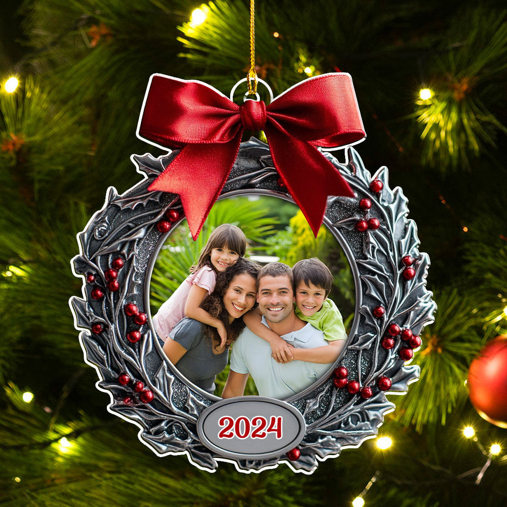 Custom Photo Family Ornament, Christmas Gift for Family Members • Our Family Christmas Photo Frame - Personalized Acrylic Ornament