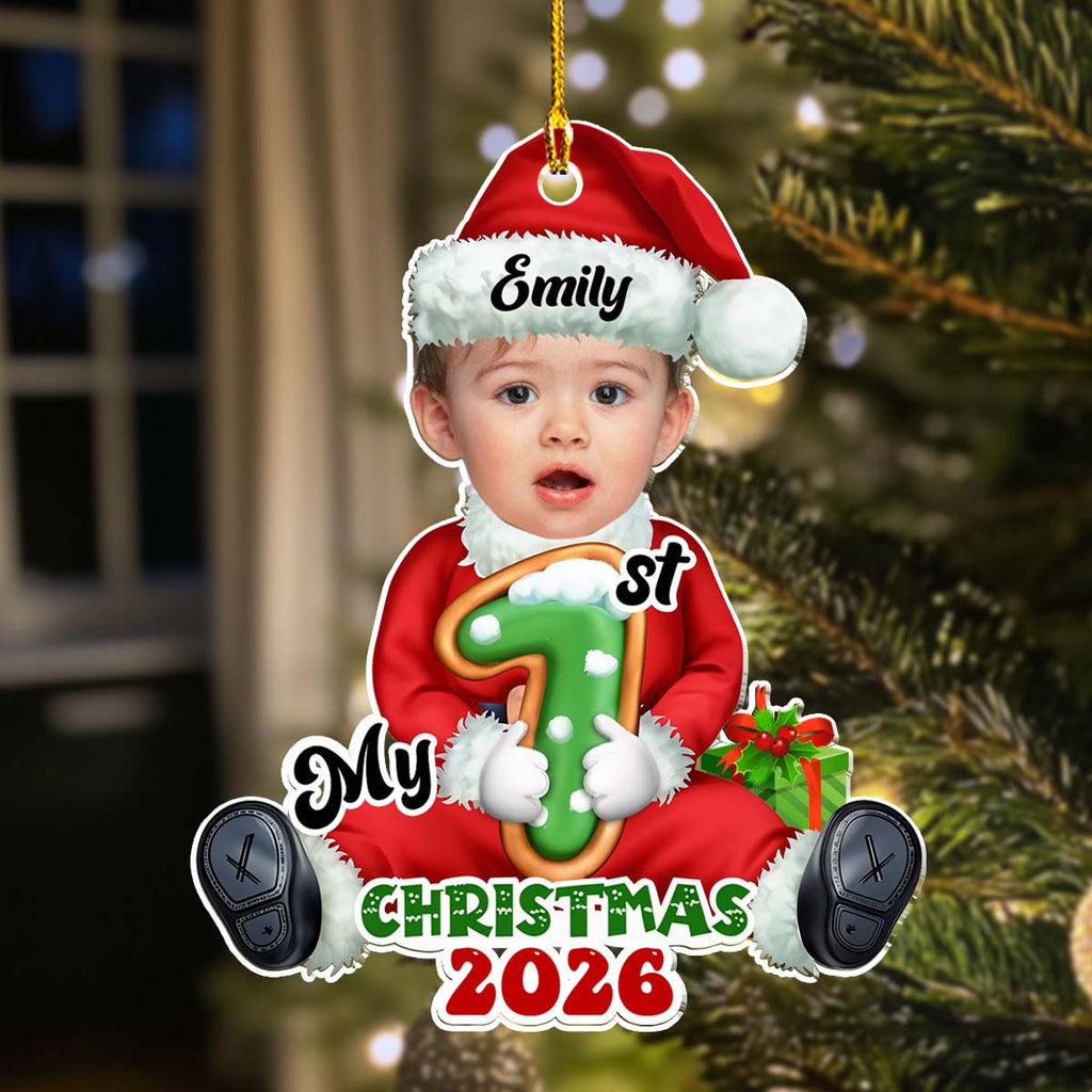 Custom Photo Family Ornament, Christmas Gift for Family Members • Santa Baby Christmas 2025 - Personalized Acrylic Ornament