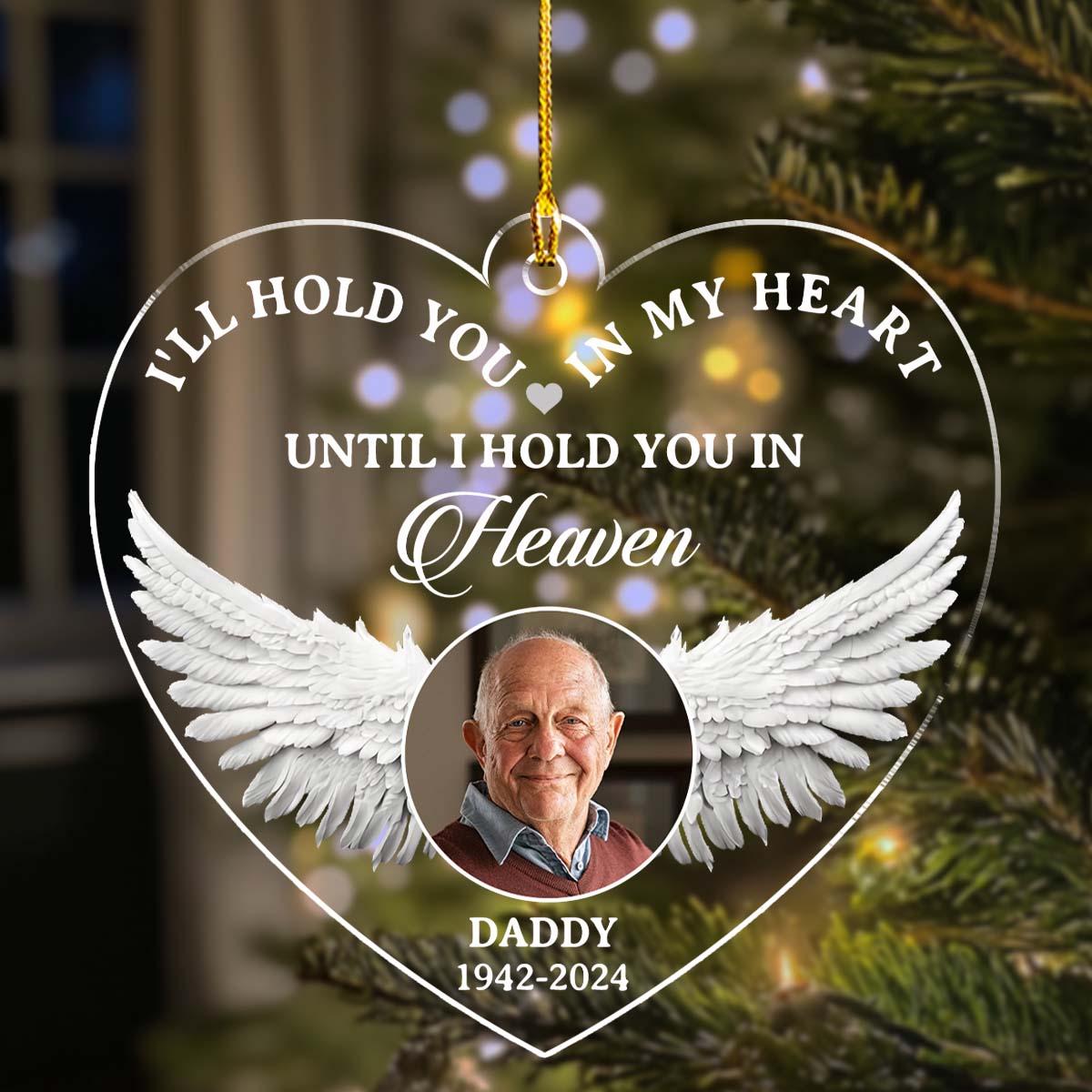 Custom Photo Memorial Christmas Ornament, Sympathy Keepsake • Hold You - Personalized Acrylic Ornament