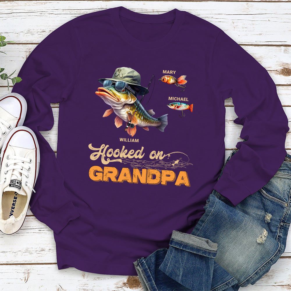 Custom Christmas & Birthday Gift for Dad, Grandpa • Hooked On - Personalized Shirt