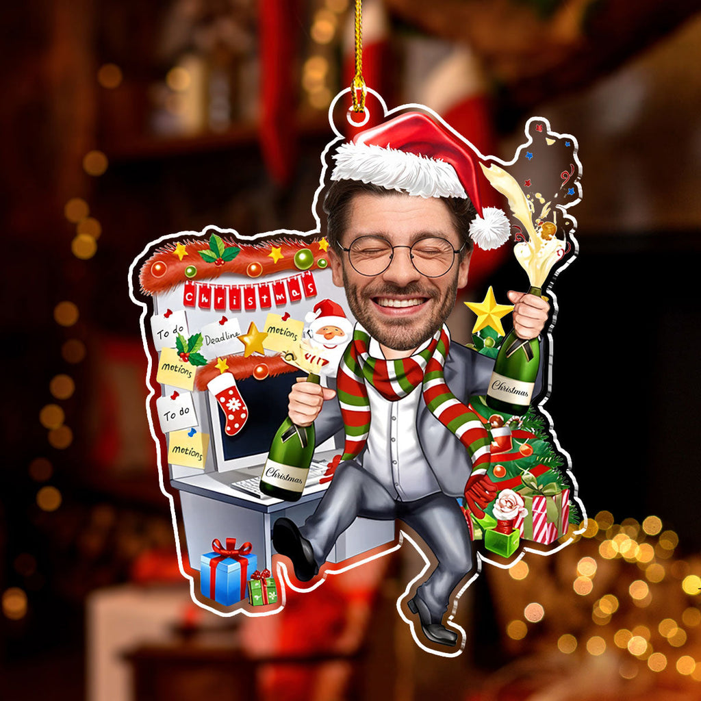 Custom Photo Coworker Christmas Ornament, Team Appreciation Gift • Here Is My Coworker 3 - Personalized Acrylic Ornament
