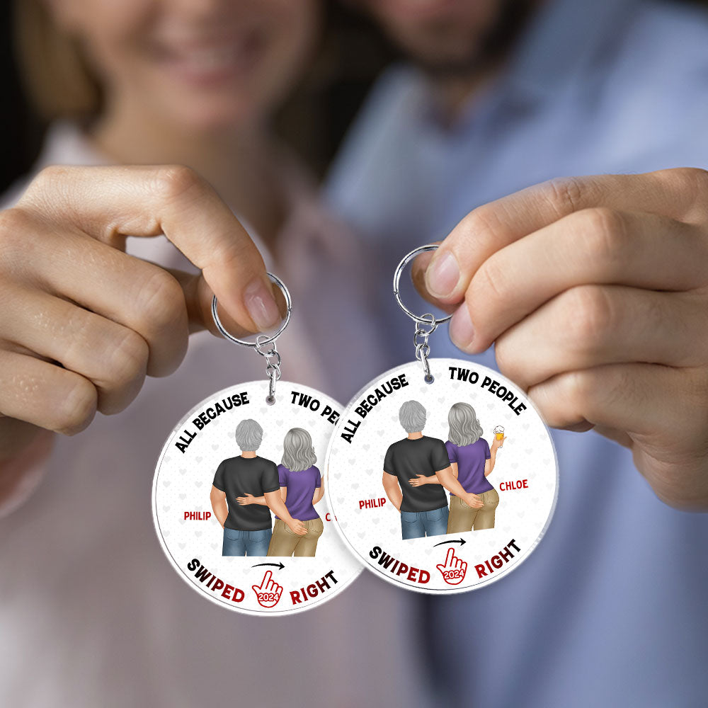 Two People Swiped Right - Personalized Acrylic Keychain