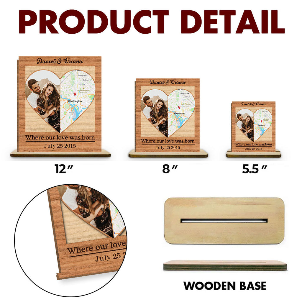 Custom Couple's Decor, Anniversary & Wedding Gift • Our Love - Personalized 2-Layer Wood Plaque With Flat Base