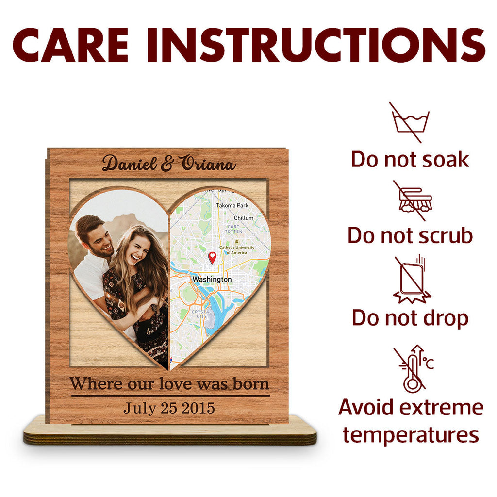 Custom Couple's Decor, Anniversary & Wedding Gift • Our Love - Personalized 2-Layer Wood Plaque With Flat Base