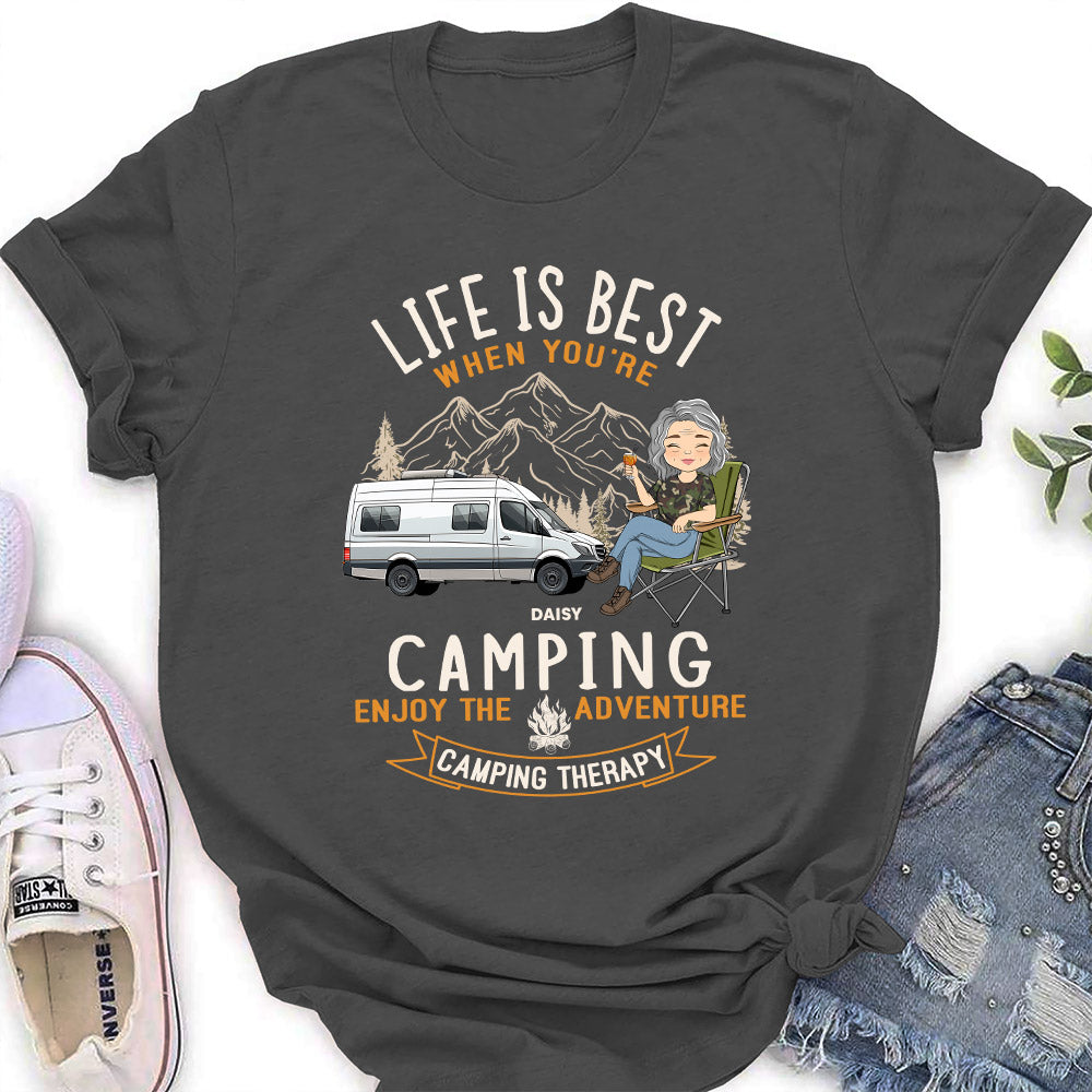 Custom Christmas & Birthday Keepsake Gift • Camping Is Best - Personalized Women's T-shirt