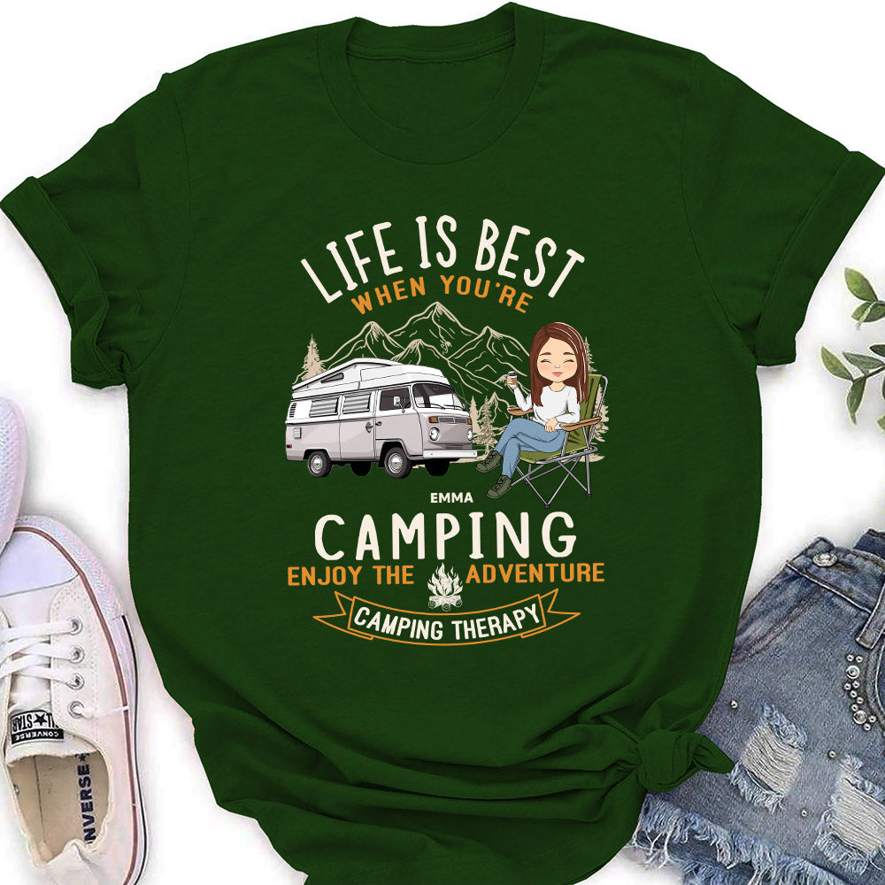 Custom Christmas & Birthday Keepsake Gift • Camping Is Best - Personalized Women's T-shirt