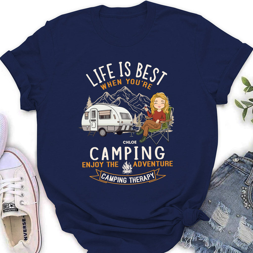Custom Christmas & Birthday Keepsake Gift • Camping Is Best - Personalized Women's T-shirt