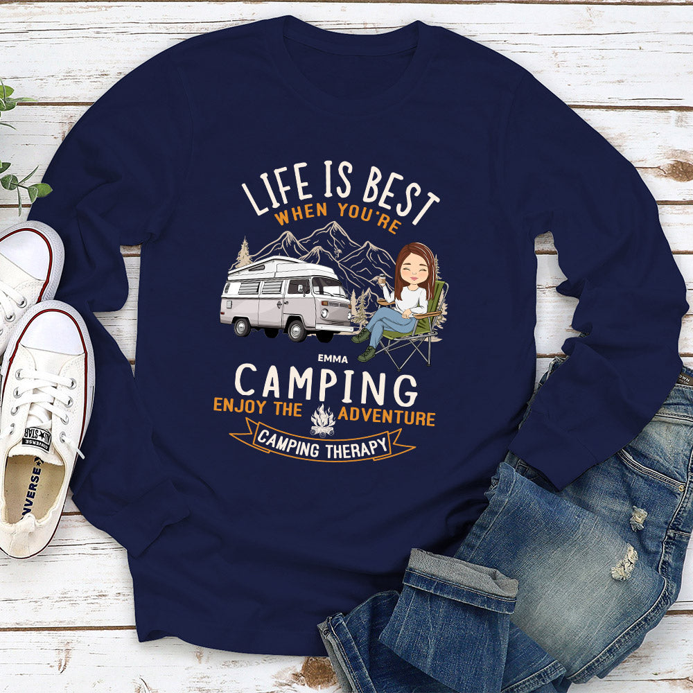 Custom Christmas & Birthday Keepsake Gift • Camping Is Best - Personalized Long Sleeve T-shirt
