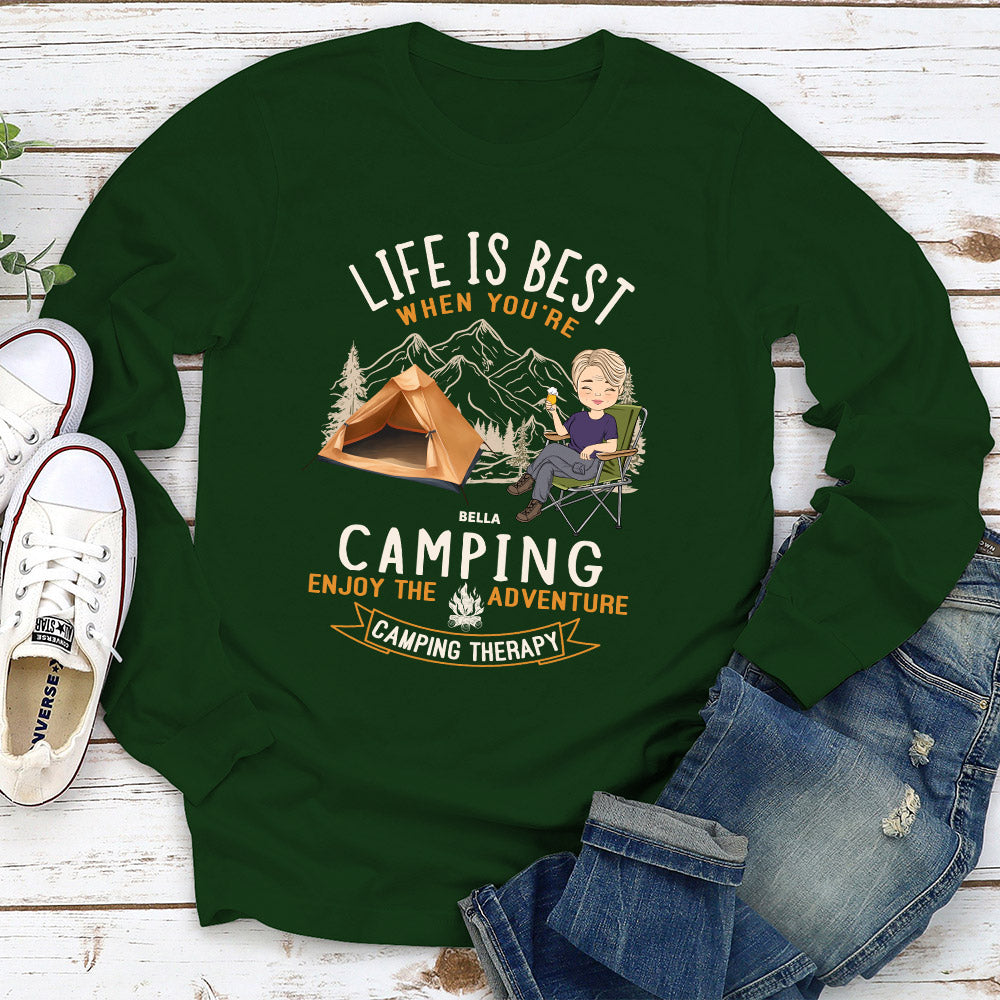 Custom Christmas & Birthday Keepsake Gift • Camping Is Best - Personalized Long Sleeve T-shirt