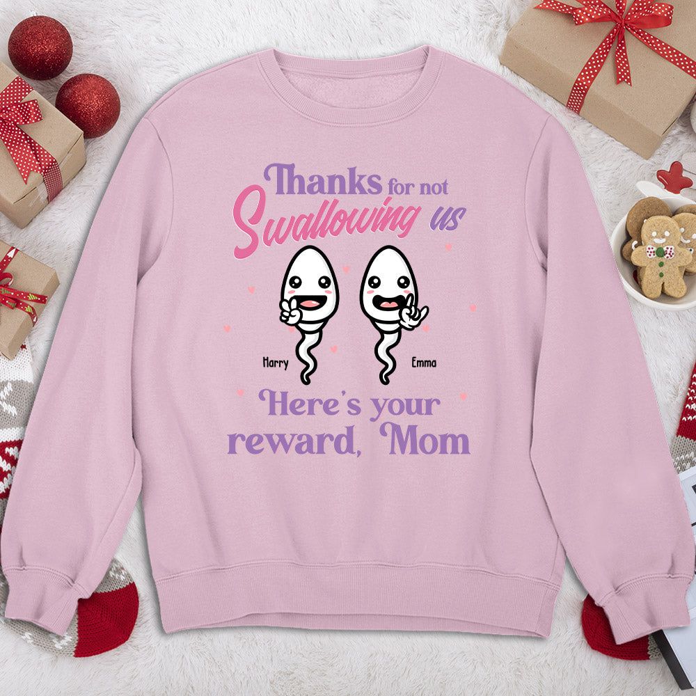 Custom Christmas & Birthday Gift for Mom, Grandma • Thanks For Not Swallowing Us - Personalized Sweatshirt