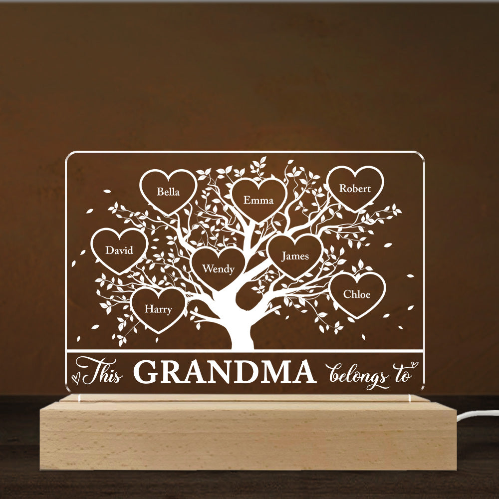 Custom Gifts for Grandma Mom Wife, Mother's Day Birthday • This Grandma Belongs To - Personalized LED Light
