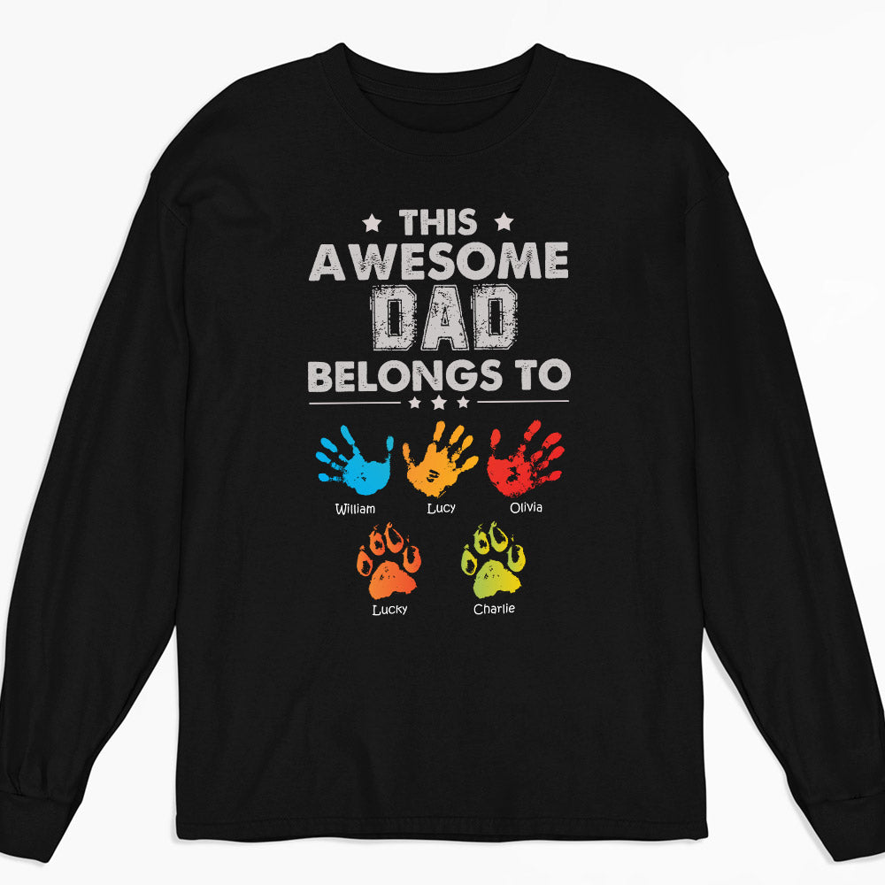 Custom Christmas & Birthday Gift for Dad, Grandpa • Awesome Dad Belongs To - Personalized Shirt