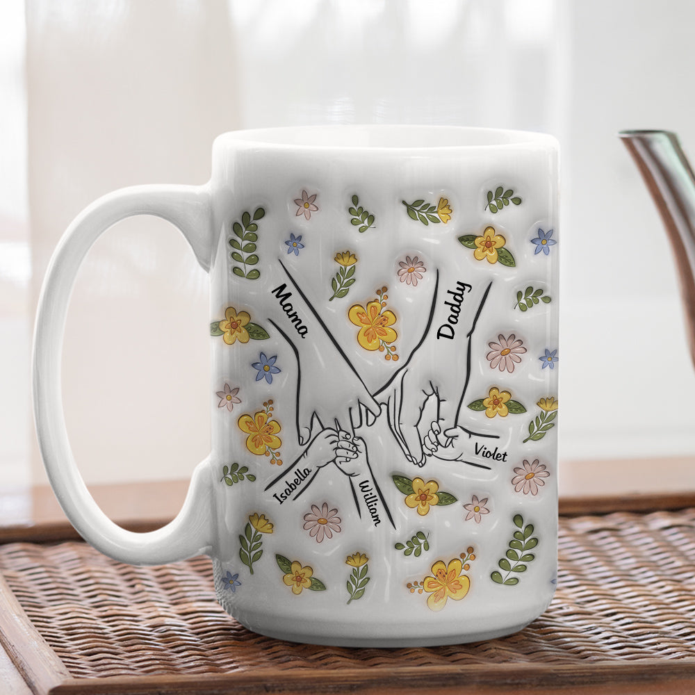 Custom Christmas & Birthday Keepsake Gift • A Family Is A Round Of Love - Personalized 3D Inflated Effect Mug