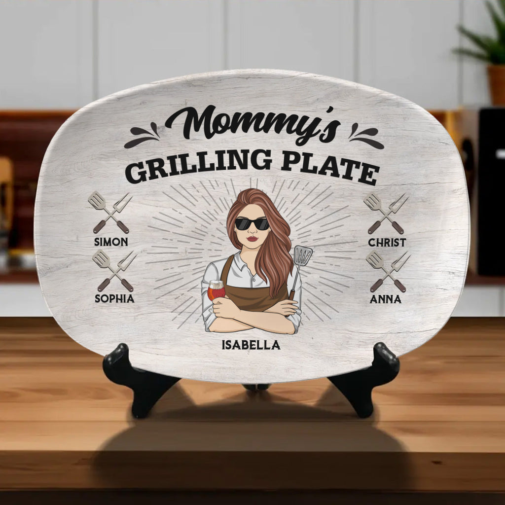 Daddy Is Grilling So We Better Step Back Version 2 - Personalized Platter
