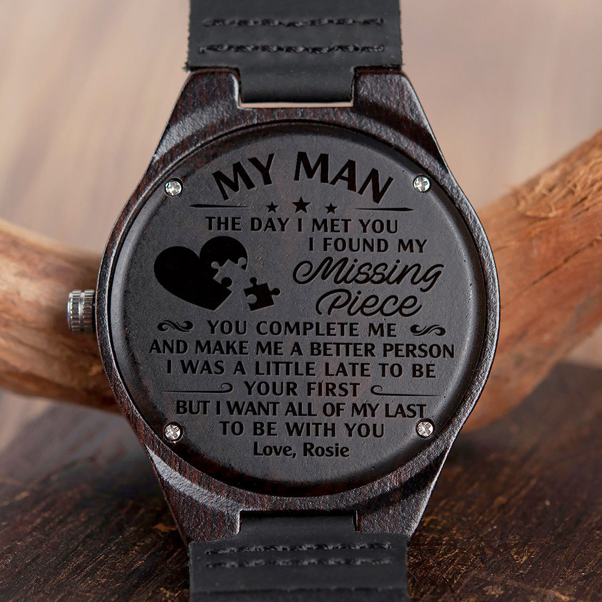 I Found My Missing Peace - Personalized Wood Watch
