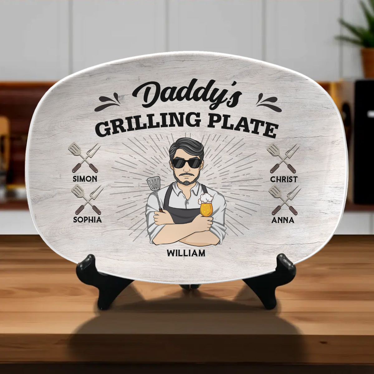 Daddy Is Grilling So We Better Step Back Version 2 - Personalized Platter