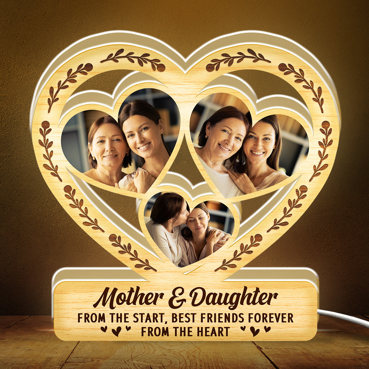 Mother And Daughter From The Heart - Personalized Light Box