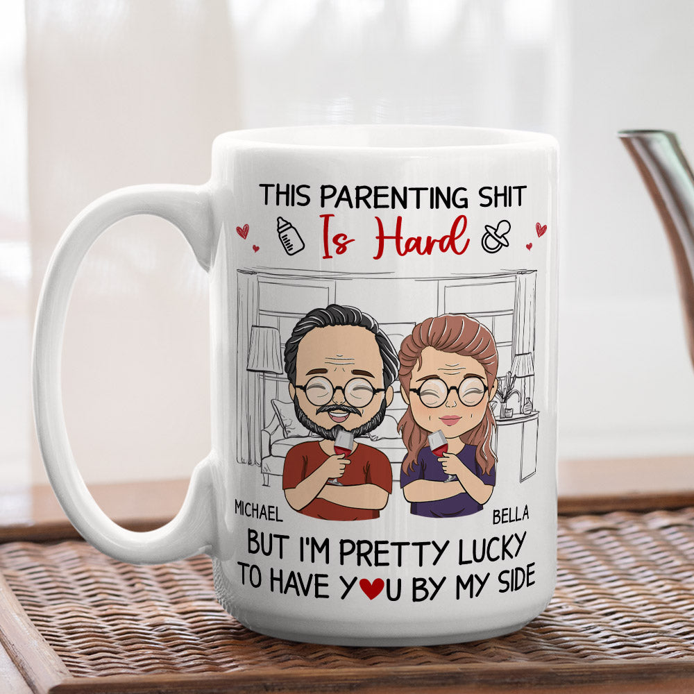 Custom Anniversary Keepsake Gifts For Couple • Lucky To Have You By My Side - Personalized Coffee Mug
