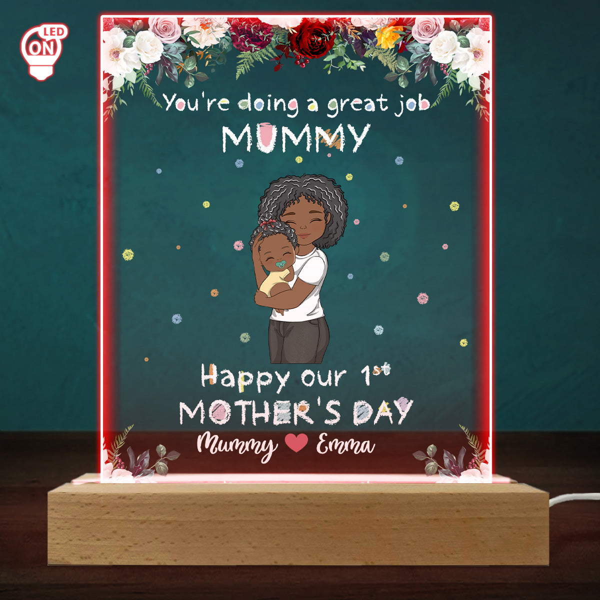 Custom Gift for Mom Grandma, Mother's Day Birthday • You Are Doing A Great Job Mom - Personalized LED Light