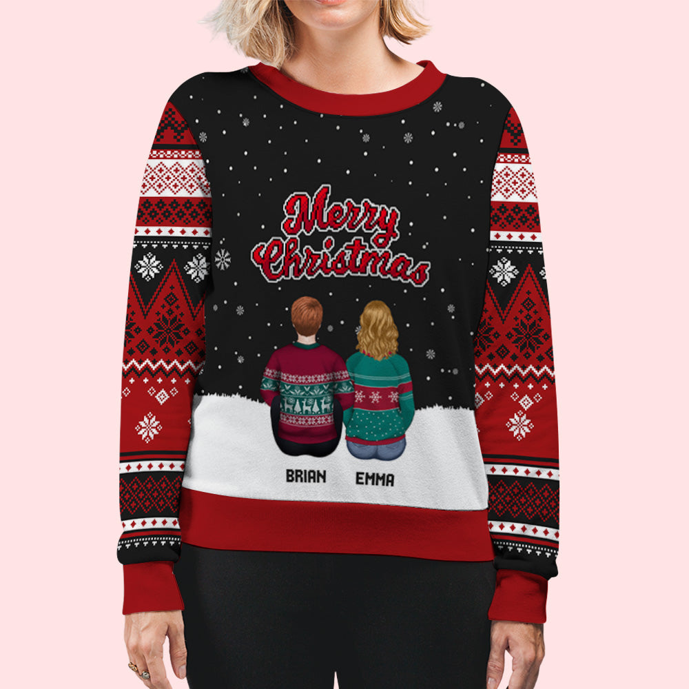 Custom Family Christmas Sweatshirt, Gift for Family Members • Family Merry Christmas - Personalized All-Over-Print Sweatshirt
