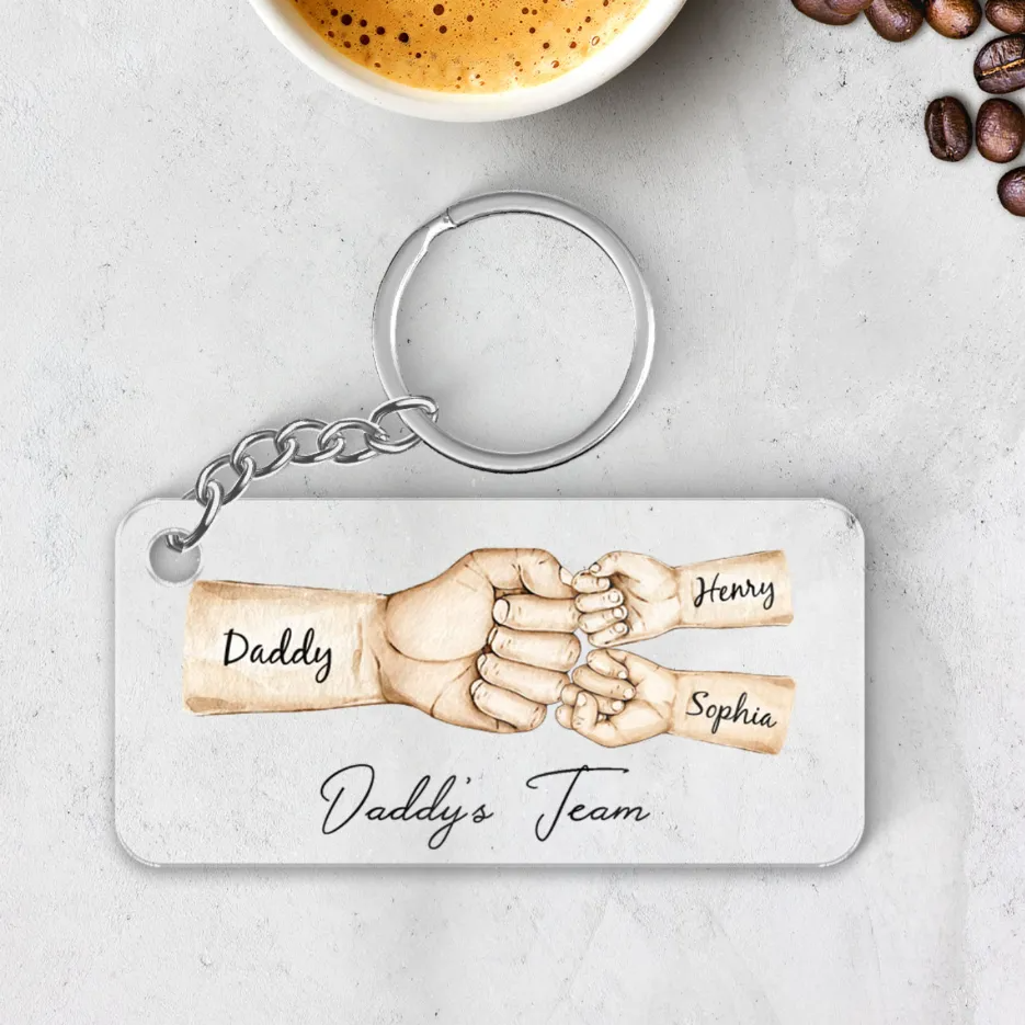 Daddy Team Fist Bump - Personalized Acrylic Keychain