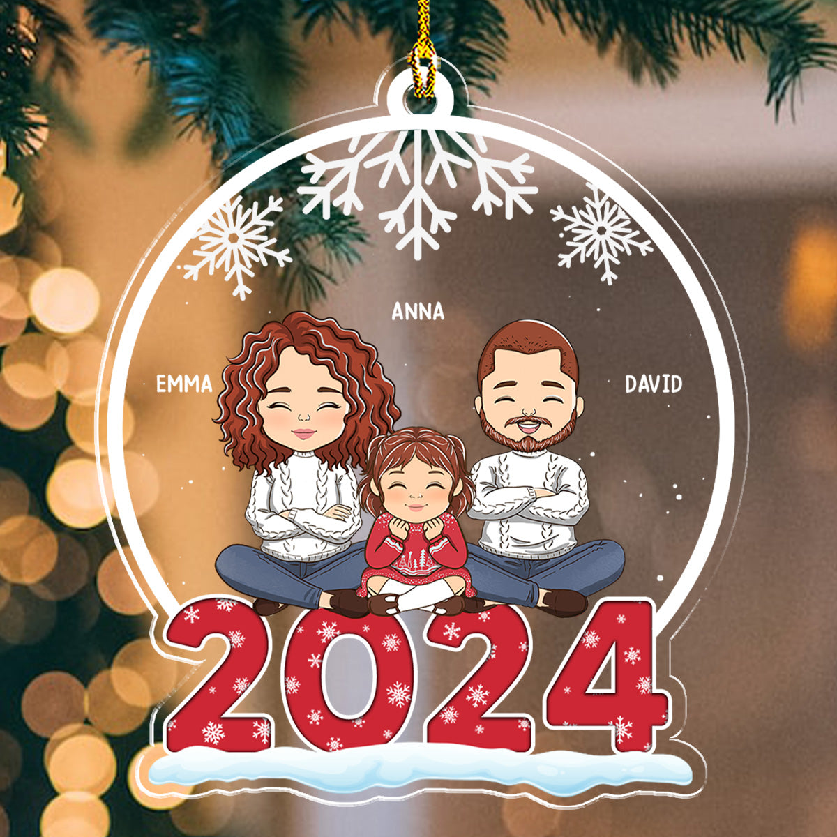 Custom Family Ornament, Christmas Gift for Family Members •  Our Family 2024 - Personalized Acrylic Ornament