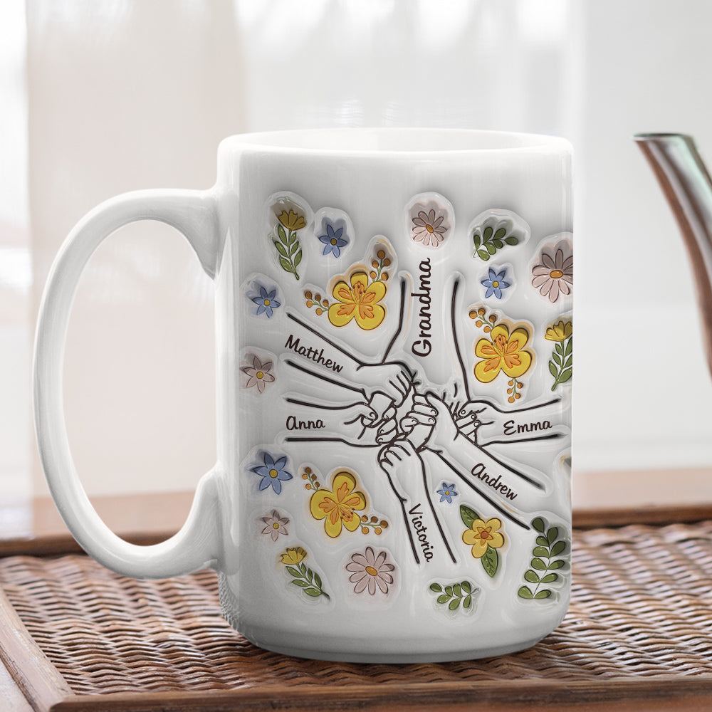 Custom Christmas & Birthday Gift for Mom • Mom Hold Our Hands, Also Our Hearts - Personalized 3D Inflated Effect Mug